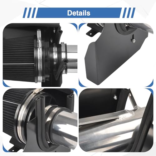 4" Cold Air Intake System + Heat Shield Compatible with GMC/Chevy - color: Black & Silver
