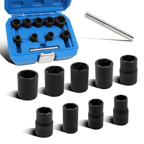 10PCS Twist Lug Nut Socket Set, 3/8" Drive Bolt Nut Extractor Tool - color: 10 Pcs Lug Nut Extractor 3/8 Inch Drive