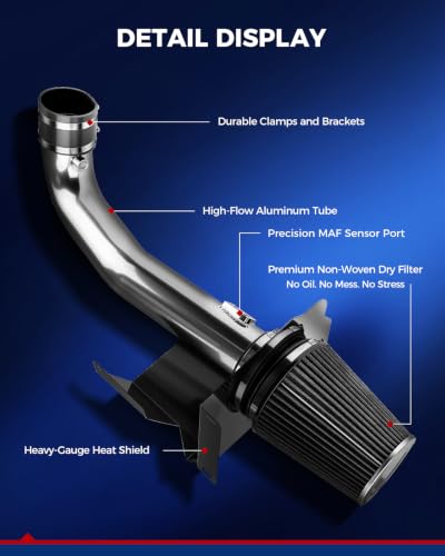 KAX 3.5" Cold Air Intake Kit for 2014-2018 GMC Sierra 1500 5.3/6.2L - color: Black, size: 2014-2018 Chevrolet Silverado 1500 5.3/6.2L
