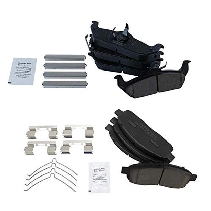TRQ Front and Rear Brake Pads Ceramic - color: Ceramic, size: BFA12921