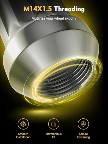 MIKKUPPA M14x1.5 Lug Nuts, Chrome 4PCS 2" Length 7 Spline Tire Nut - color: Black, size: M14x1.5, style: 4 PCS - Spline Tuner