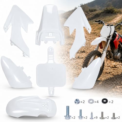 Podoy CRF50 Body Fender Kit Plastic Fairing 7PCS with Bolts (White) - style: White
