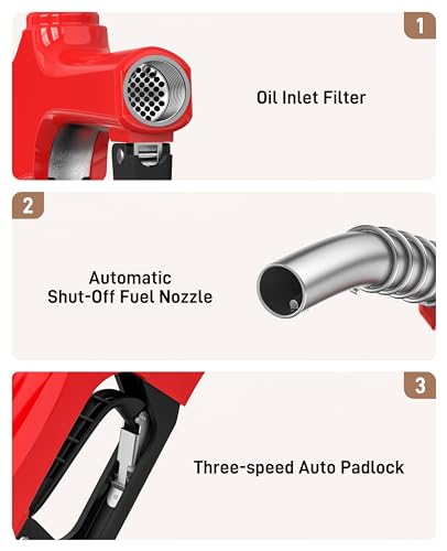 Automatic 1 inch Diesel Fuel Nozzle High Spout Car Fuel Filling Nozzle - color: 1pack Red, size: 1'' NPT without Swivel