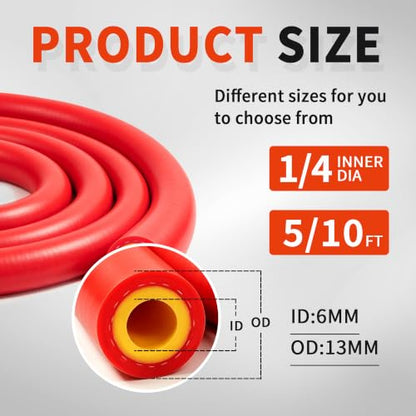 1/4" ID-10Ft(ID 6mm) Heater Hose Enhanced Double Layer Hand-Knitted Coolant Radiator Vacuum Silicone Line, Reinforced High Temperature Reinforced - size: 1/4" ID-10Ft(ID 6mm)