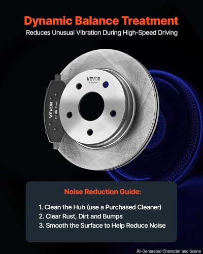 VEVOR Front & Rear Brake Kit Ceramic Brake Pads & Hollow Brake Rotors Kit - size: R-53005 + R-53006