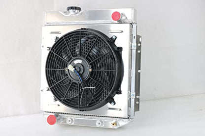 4 Row Aluminum Radiator for 1960-1966 Ford Mustang Falcon Ranchero MercuryComet L6 V8 Radiators with Electric Fan Shroud Thermostat Kit