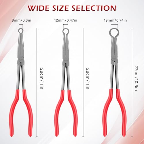 TOOLEAGUE 3Pcs Extra Long Hose Gripper Pliers Set, 11" Long Reach Pliers - size: 3pcs,11"