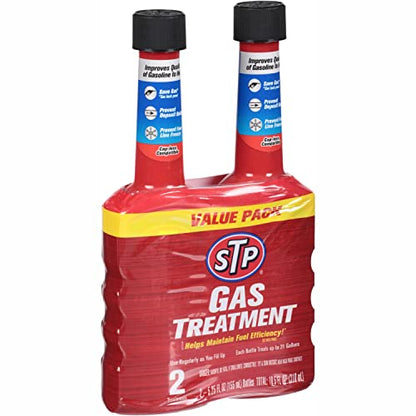 STP Gas Treatment Fuel Additive, 5.25 fl oz Bottles, 2 Pack, Fuel Cleaner That Fights Deposit Build-up, Prevents Fuel Line Freeze, and Saves Gas - style: Gas Treatment (2 Pack)