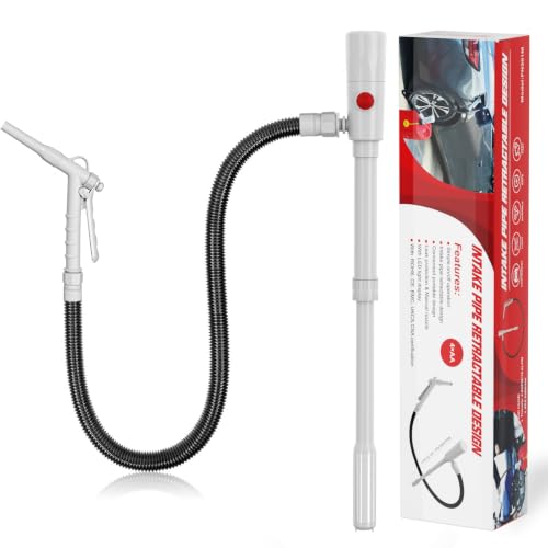 anngrowy Fuel Transfer Pump Battery Powered with Auto-Stop/Hand Trigger Nozzle, Gas Can Pump Transfer with 3.2/2.8 GPM, 51"/53.7" Hose, Liquid Transfer Pump for Oil, Gasoline, Diesel (Piston) - style: Piston