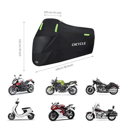 300D Heavy Duty Motorcycle Cover, Black, XXL