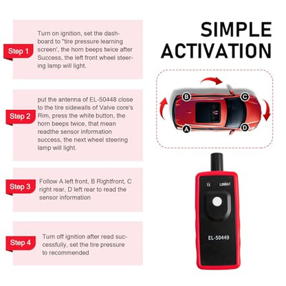 EL-50449 TPMS Relearn Reset Tool, Tire Pressure Sensor Monitoring and Activation Tool, Universal for Most Cars, Trucks, SUVs (Black)