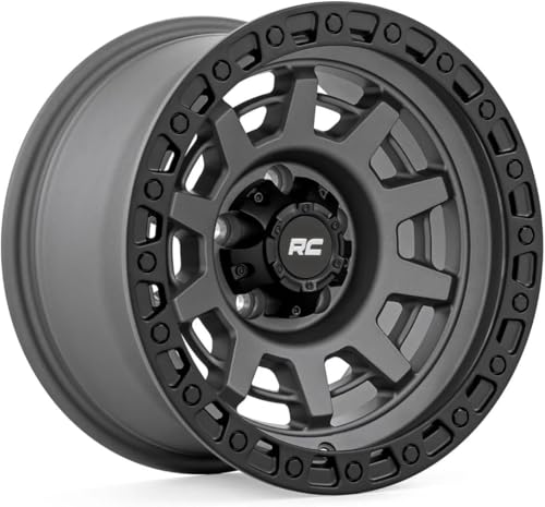 Rough Country 85 Series 17x9 Wheel - 8x170mm, 12mm Offset, Gunmetal Gray with Black Simulated Beadlock, One-Piece Aluminum Off-Road Wheel