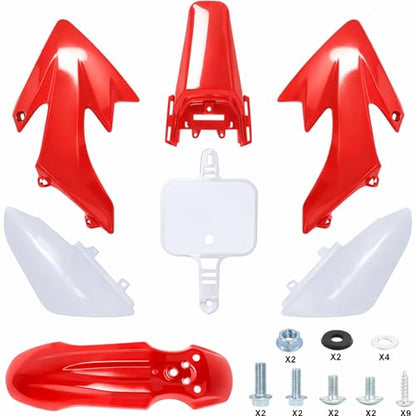 Podoy CRF50 Plastics Kit Body Fender Fairing Set 7PCS with Bolts (Red) - style: Red