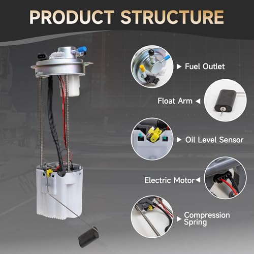 Fuel Pump Compatible with GMC Sierra 1500 2010-2013, Chevy Silverado 1500 2010-2013 V8 4.8L 5.3L 6.2L Replace E4005M FG1057 with Pressure Sensor and Seal Ring - color: E4005M