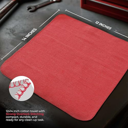 Utopia Cotton Shop Towels, 100 Pack, 12x14 Cleaning Rags, Red - color: Red