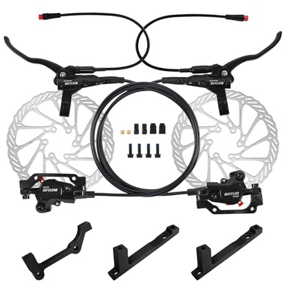 BUCKLOS 2 Piston Power-Off Ebike Hydraulic Disc Brake Set with 180mm Rotors