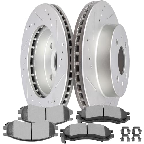 SCITOO Front Brake Kits Drill & Slotted Brakes Rotor Brakes Pads:D507;5581 - size: Front 5581 + D507 [2+4PCS]
