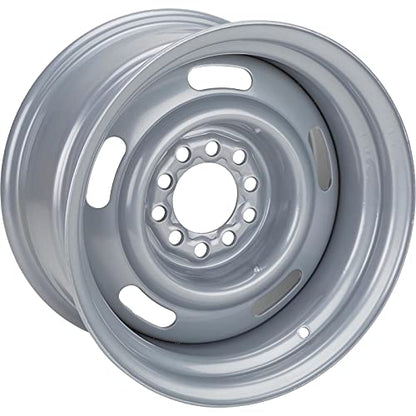 GM Dual Pattern Silver 15” x 8” Rally Wheel, 5 x 4.5 Inch - size: 15x8