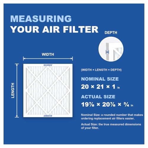 Aerostar Air Filter 20x21x1 MERV 13 AC Filter, Furnace Filter, 6 Pack