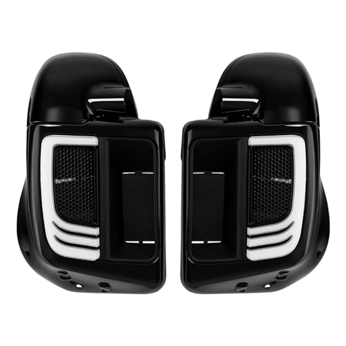 Green-L Lower Vented Leg Fairings with 6.5" Speakers and LED Turn Signals Light Kit Fit for Harley Touring Road King Street Glide Electra Glide Ultra 2014-2024 - color: Gloss Black w/ Speakers