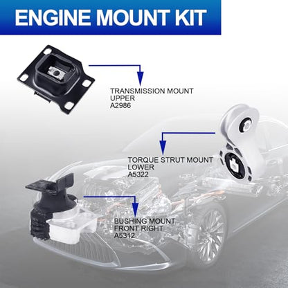 3-Pc Engine Motor Mount Kit for 08-11 Focus 2.0L Models - size: 2008-2011 Ford Focus 2.0L