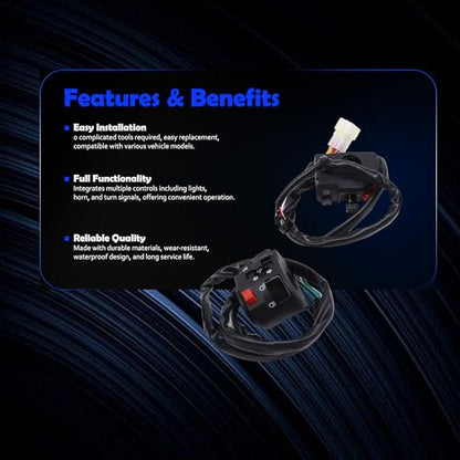 7/8" 22mm Motorcycle Switches Motorbike Horn Button Turn Electric Fog Lamp Light Start Handlebar Controller Switch OXCBKGLM005