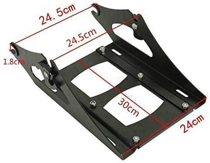 TCT-MOTORPARTS Completed Black Chopped Tour Luggage Trunk Bracket &Mounting Backrest Fit for 2014-2025 Harley Road Glide Street Glide Special Ultra Limited - color: Gloss Black Chopped Trunk+Black Rack
