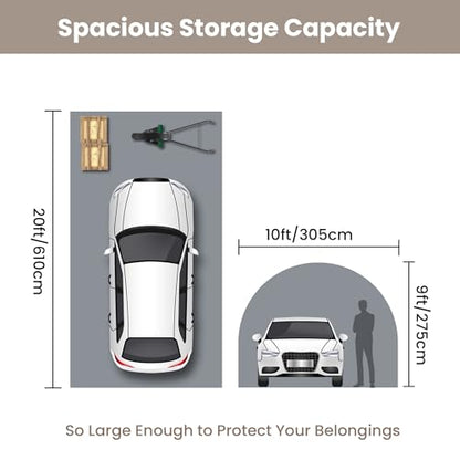 SUNBURY 10x20 ft Carport, Portable Garage, Heavy Duty Outdoor Carports Tent, Waterproof Storage Shelter with Zipper Door for Car, Truck, Boat, ATV, Grey - style: Grey-10x20 FT