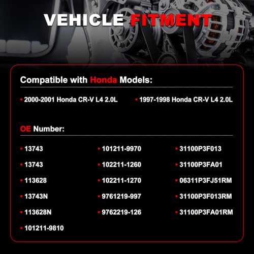 Alternator for 2000-2001 Honda CR-V L4 2.0L 101211-9810 - size: 2000‑2001 CR‑V L4 2.0L