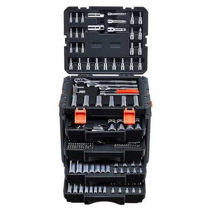 VEVOR Mechanics Tool Set, 297-Piece Mechanic Tool Kit, 1/4 in, 3/8 in, and 1/2 in Drive, SAE and Metric Socket Set, Wrenches, Screwdriver Bits, Accessories, and Storage Case, for Automotive Repair - size: 297-PCS