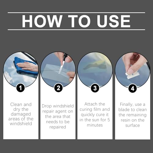 Windshield Repair Kit, Car Glass Repair Kit Quick Fix for Chips & Cracks, Windshield Crack Repair-Kit, Cracks Gone Glass Kit, Automotive Windscreen Tool, Nano Fluid Filler (1 Set)