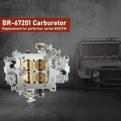 BR-67201 850CFM 4-Barrel Carburetor - 4150 Double Pumper Mechanical Secondary for Holley Quick Fuel Brawler Race Series - Square Bore No Choke Dual Inlet Performance Carb