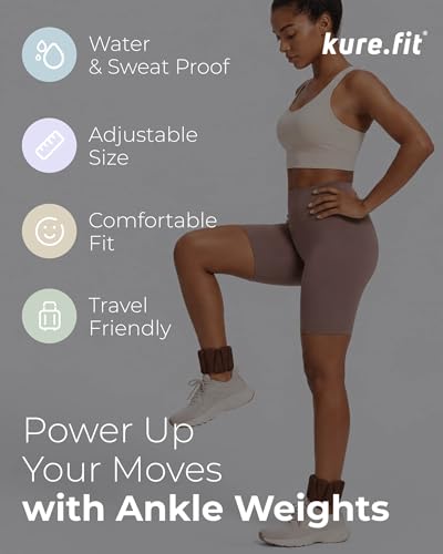 Pilates Wrist & Ankle Weights | Adjustable Weighted Bangles | 1/2/3LB Each - color: Cocoa, size: 1 LB