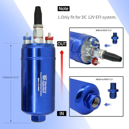 044 External Inline Fuel Pump 300LPH High Flow Universal with Bracket Blue - color: Blue with Bracket