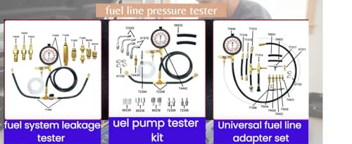Fuel Injection Pressure Tester Kit 0-140 PSI, Universal Fuel Pump Pressure Gauge Set with Quick Release Valve, Reinforced Hoses & Multi-Size Adapters for Gasoline Engine Diagnostic (((TU-443Red)))