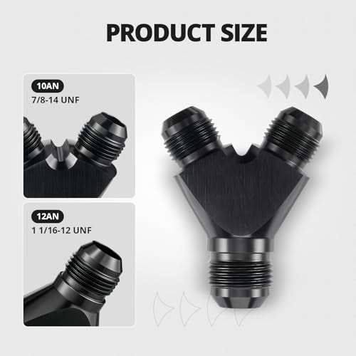 EVIL ENERGY 12AN to 10AN 10AN Y Block Flare Fitting Adapter Union Splitter Black - size: 12AN to 2 x 10AN