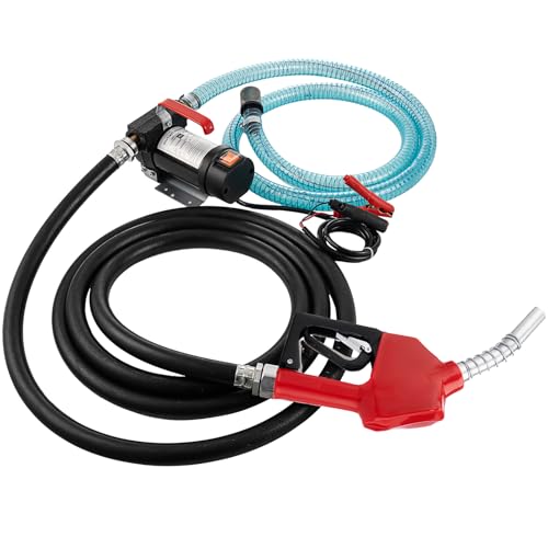 SmarketBuy Diesel Transfer Pump 12V 200W, Electric Fuel Transfer Pump 10.5 GPM Self-Priming Diesel Fuel Pump Kit with Nozzle & 2 Hoses for All Kinds of Machinery, Tractors, and Farm Equipment - style: DC 12V 200W