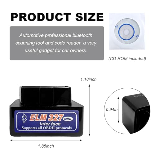 KVAEY OBDII Car Auto Diagnostic Scanner, ELM327 Automotive Bluetooth Scan Tool and Code Reader, Professional Car Bluetooth Engine Fault Code Reader, Universal Car Accessories (Black & Blue) - color: Black & Blue, size: 1 PCS