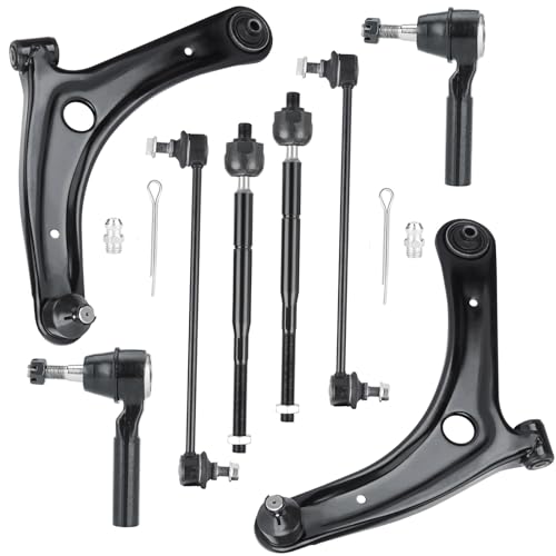 8Pcs Front Lower Control Arm with Ball Joint for Jeep Compass Patriot 2007-2017, for Dodge Caliber 2009-2012 Sway Stabilizer Bar End Link+Outer Inner Tie Rod End Suspension Kit K620066 K620065