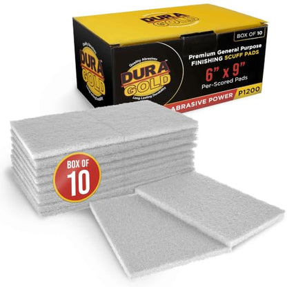 Dura-Gold 6" x 9" White Light Duty Scuff Pads, Box of 10 - Final Scuffing - color: White