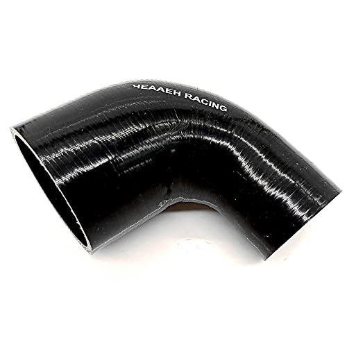 90 Degree ID 2.5 Inch to 3.0 Inch 4Ply Reducer Silicone Hose Black (63-76MM) - size: 63-76MM