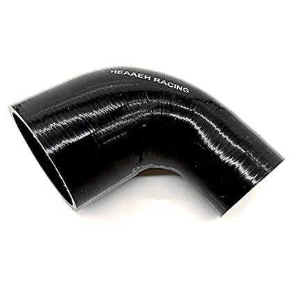 90 Degree ID 2.5 Inch to 3.0 Inch 4Ply Reducer Silicone Hose Black (63-76MM) - size: 63-76MM
