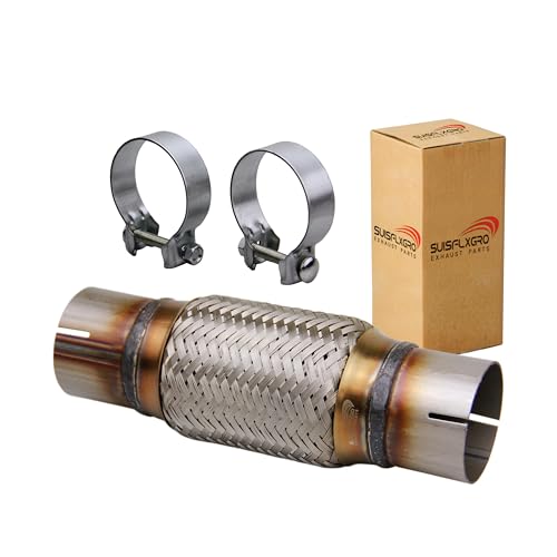 Exhaust Flex Pipe Universal Type 100% Stainless Steel For Heavy Duty and Cars (1 PC, 2.5X6X10 Clamps) - size: 2.5X6X10 Clamps