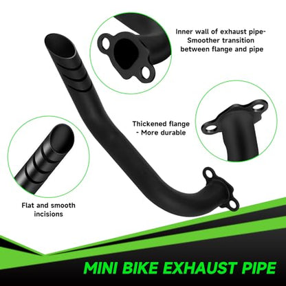 212cc Exhaust Pipe Kit Compatible with Predator 212 196cc 224cc Coleman Mini Bike CT200U CT200U-EX BT200X KT196 Go Kart Baja Warrior GX160 GX200 OHV Clone Engine Parts w/Valve Springs (Black) - color: Black