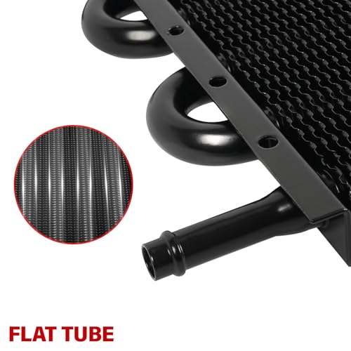 10 Pass Aluminium Transmission Oil Cooler, Remote 5/16" Engine Oil Cooler Radiator, with Hose Mounting Kit (Black) - color: Black
