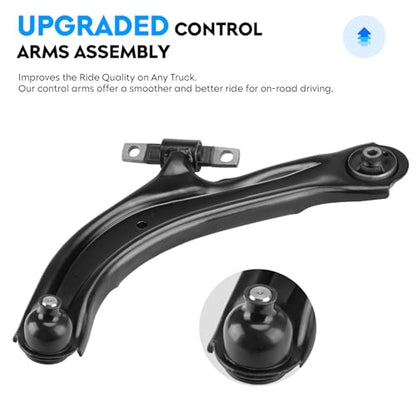 Front Lower Control Arm w/Ball Joint for Nissan Sentra 2007-2012, Stabilizer/Sway Bar + Outer & Inner Tie Rod End Link, 8Pcs Suspension Kit K620373 K620374 K750096 ES800575 ES800574 EV800820