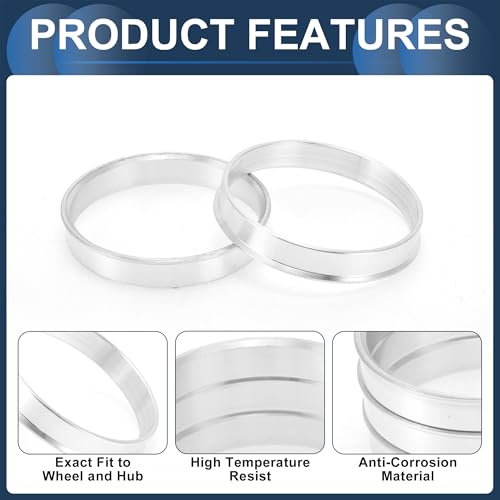 Car Wheel Hub Centric Rings OD 59.6mm to ID 56.1mm Wheels Center Shaft Shock Absorbing Hubrings Aluminum Alloy Silver Tone Durable - size: OD 59.6mm to ID 56.1mm