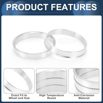 Car Wheel Hub Centric Rings OD 59.6mm to ID 56.1mm Wheels Center Shaft Shock Absorbing Hubrings Aluminum Alloy Silver Tone Durable - size: OD 59.6mm to ID 56.1mm