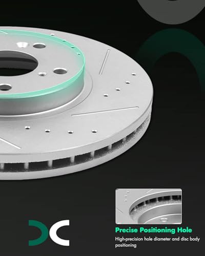 SCITOO Brake Kits Front and Rear Drill and Slotted Brake Rotor Ceramic Pads - size: 31275+D914 & 31318+D865 [4+8PCS]