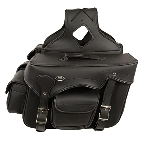 Milwaukee Leather SH66602 Zip-Off Double Pocket PVC Throw Over Motorcycle Saddlebags - One Size